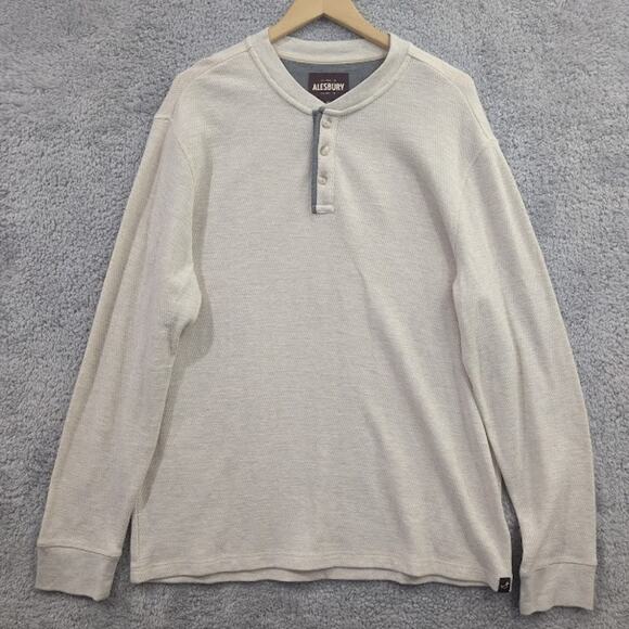 Alesbury Oatmeal Waffle Knit 1/4 Button Henley Long Sleeve T Shirt Men's Size XL - Picture 1 of 10